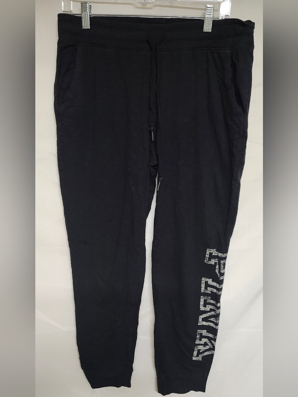 Black Womens VS PinkJogger Pants with Side Logo